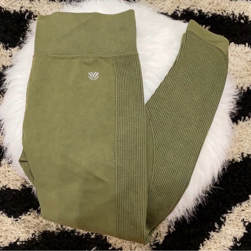 Others Follow Olive Green Ribbed Leggings